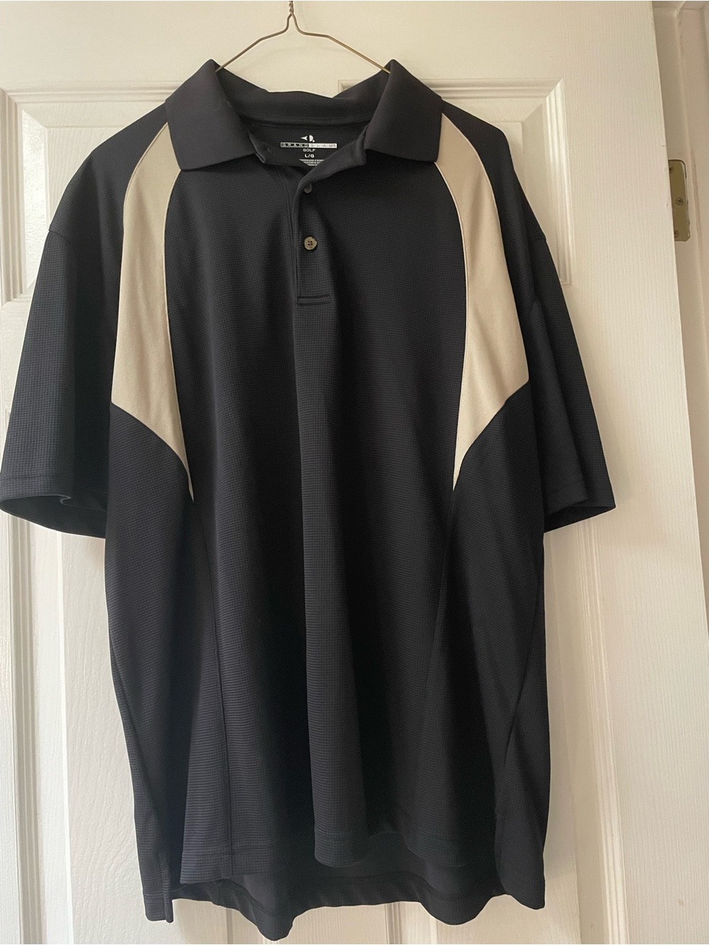 Grand Slam Black Polo with Cream Shoulder Panels - Men